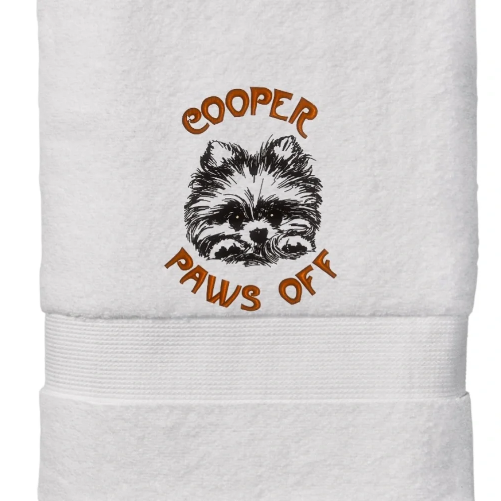 Bath Personalized Embroidered Dog bath Towels with your dog's name. Paws off